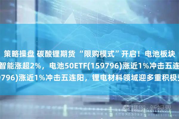 策略操盘 碳酸锂期货 “限购模式”开启！电池板块午后强劲翻红，先导智能涨超2%，电池50ETF(159796)涨近1%冲击五连阳，锂电材料领域迎多重积极变化